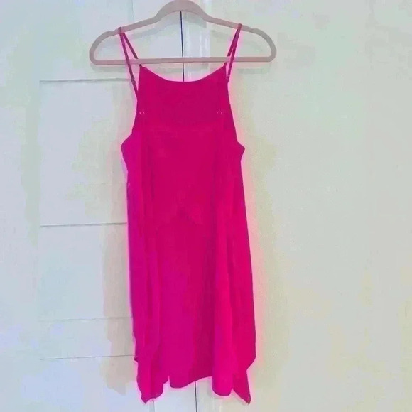 Altar’d State Hot Pink Flowy Spaghetti Strap Mini Dress- Size Small- EUC - Picture 3 of 5
